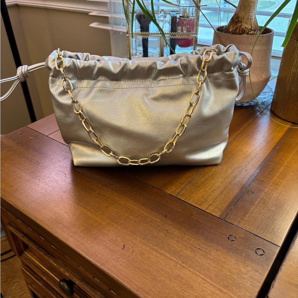 Universal Thread Metallic Silver Shoulder Bag Wit… - image 2